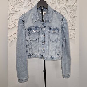 NWT Chelsea & Violet Light Blue Distressed Denim Jacket - Juniors XL